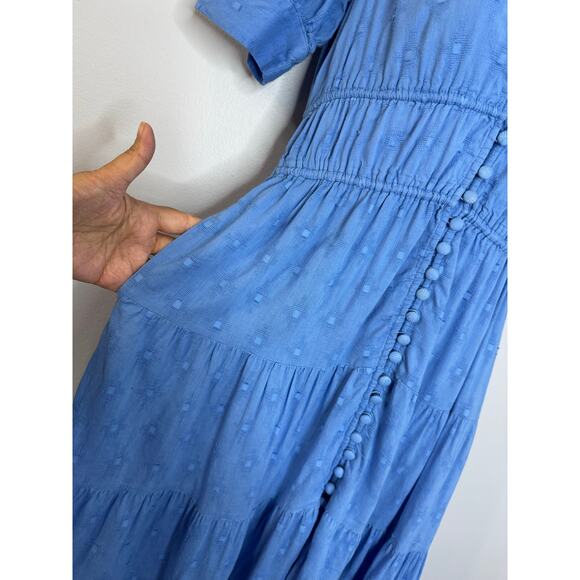 ANTHROPOLOGIE Tiered & True Maxi Dress Blue Vacation Coastal Beach Women's XXS - Picture 10 of 13